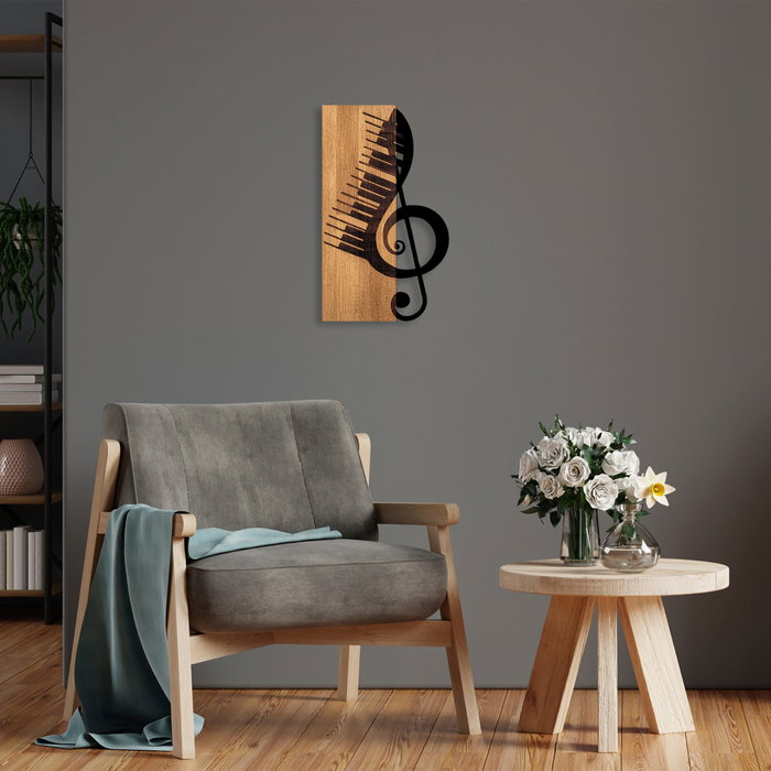 Wallity Musical 1 Escultura de pared de Madera y Metal Nogal y Negro